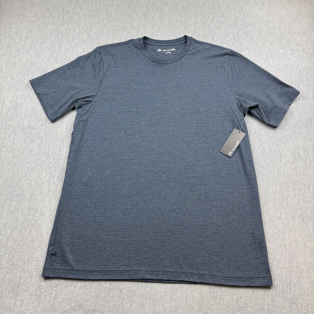 Travis Mathew Shirt Mens Large Blue Golf Striped Tee Casual Basic Athletic NWT